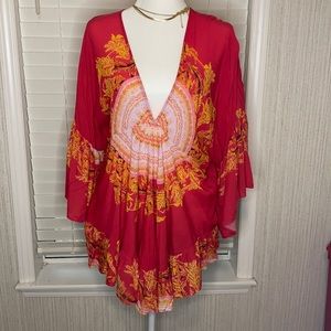Free People Sunset Dreams Ruffle Top Boho Bohemian